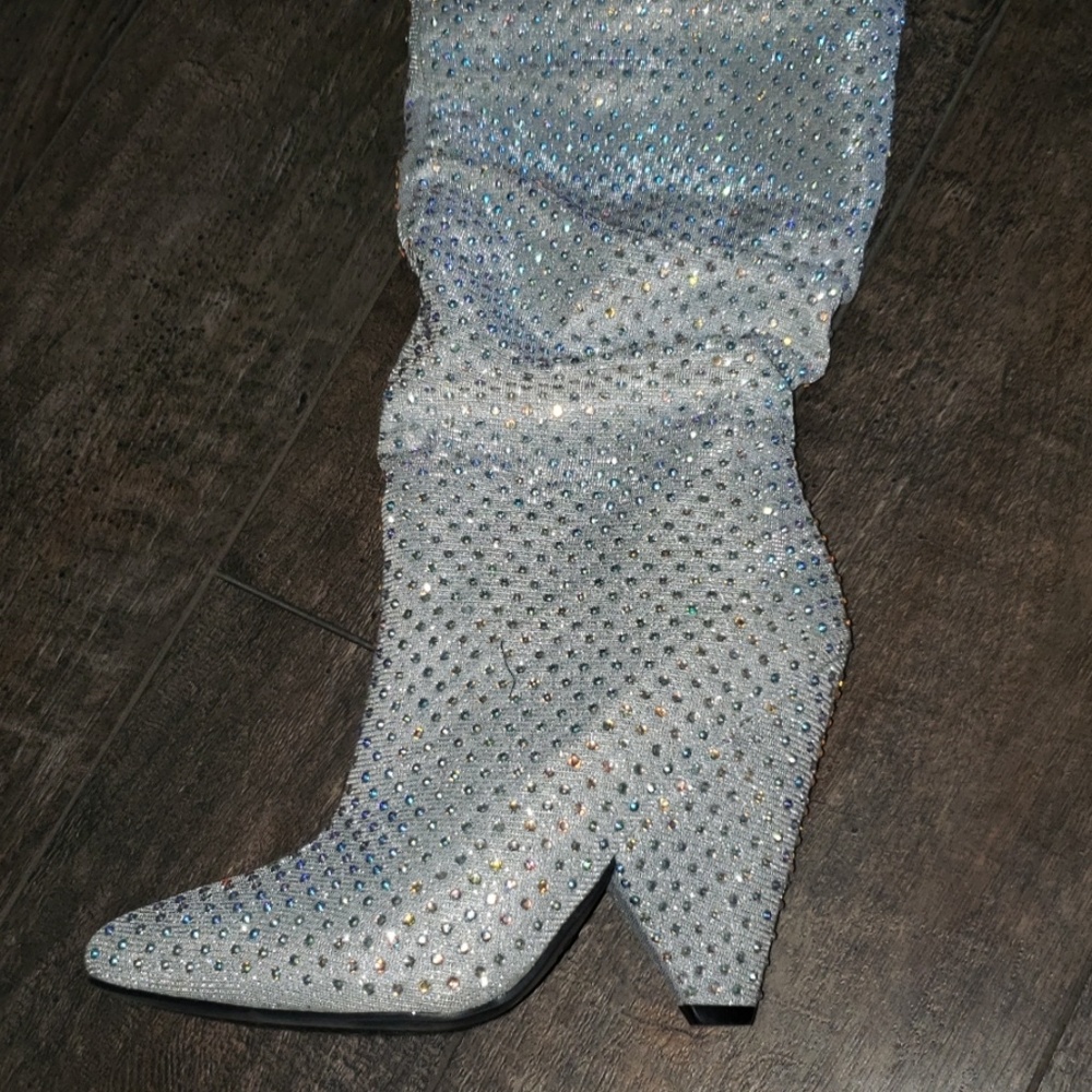 Silver rhinestone Boots